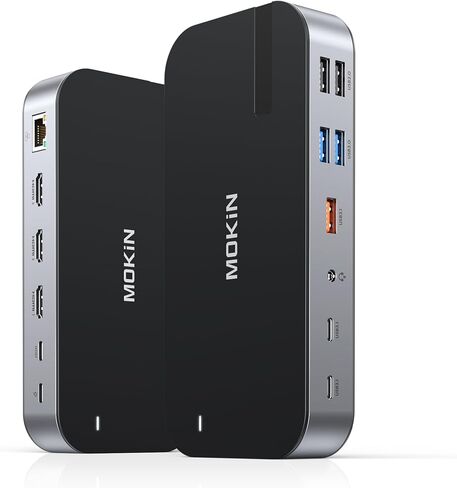 محطة إرساء الكمبيوتر المحمول MOKiN، محطة إرساء 16 في 1، USB C Dock شاشة ثلاثية، محطة إرساء USB C مع 3 HDMI، PD 100W، USB 3.1/3.0/2.0، RJ 45 Ethernet، SD/TF، ​​صوت لـ Dell/HP/Lenovo in Kuwait