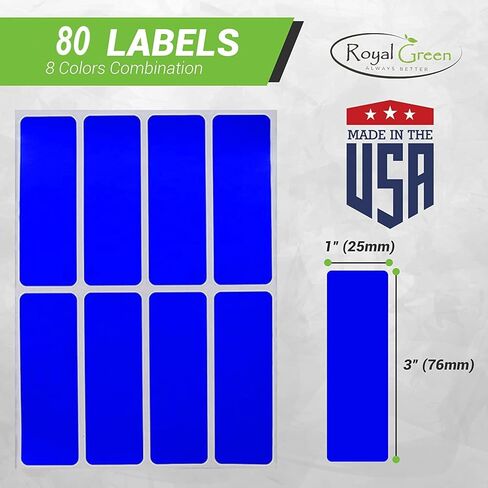 Royal Green Rectangular Stickers Color Coded Write on Labels for Organizing, Moving, & Mailing, 3x1 inch Stickers Writable Label for File Folder Tabs 120-Pack (White) in Kuwait