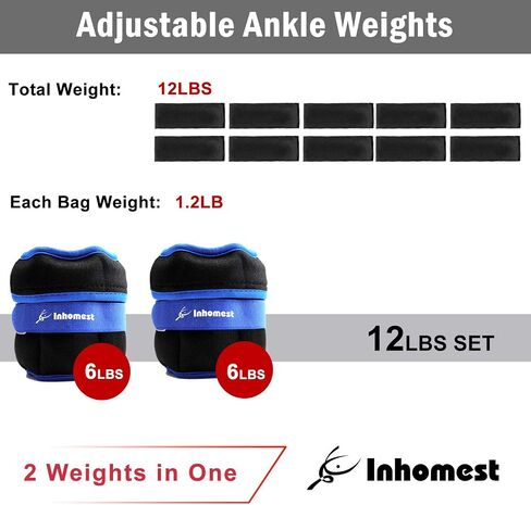 Adjustable Ankle Weights 1-5/10/12 Lbs Leg Weights for Men Women,Wrist Ankle Weights for Physical Therapy,Yoga Pilates,Workout,Walking,Jogging in Saudi Arabia