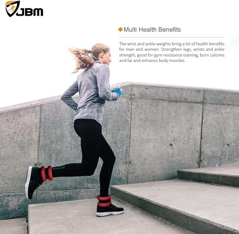 JBM أوزان الكاحل المعصم أوزان الساق 2 رطل 4 رطل 6 رطل زوج من وزن الكاحل مع أشرطة قابلة للتعديل للمشي والركض وصالة الألعاب الرياضية واللياقة البدنية وممارسة الجمباز والتمارين الرياضية in Kuwait