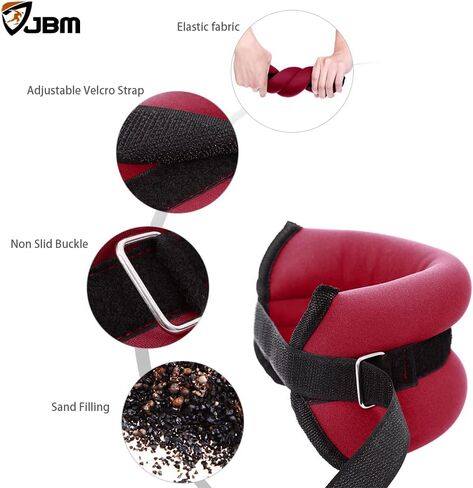 JBM أوزان الكاحل المعصم أوزان الساق 2 رطل 4 رطل 6 رطل زوج من وزن الكاحل مع أشرطة قابلة للتعديل للمشي والركض وصالة الألعاب الرياضية واللياقة البدنية وممارسة الجمباز والتمارين الرياضية in Kuwait