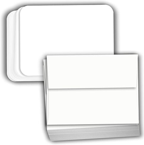 Hamilco White Cardstock Thick Paper - Blank Index Flash Note & Post Cards with Rounded Corners - Greeting Invitations Stationary 4 X 6" Heavy weight 80 lb Card Stock for Printer - 100 Pack in Saudi Arabia