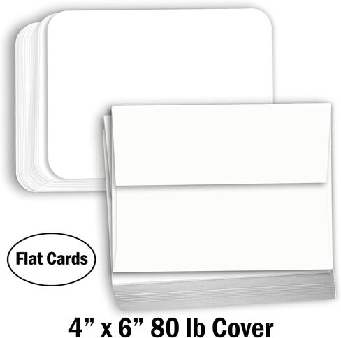 Hamilco White Cardstock Thick Paper - Blank Index Flash Note & Post Cards with Rounded Corners - Greeting Invitations Stationary 4 X 6" Heavy weight 80 lb Card Stock for Printer - 100 Pack in Saudi Arabia