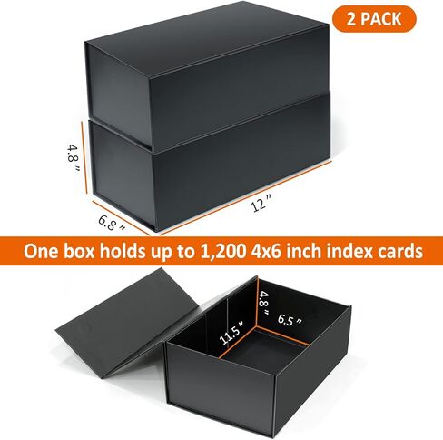 4X6 Index Card Holder, Index Card Storage Box 4 x 6 Inches, Fits 1200 Flash Cards - 1 Pack, Black in Kuwait