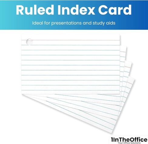 1InTheOffice Index Cards with Ring, Ruled Index Cards with Ring, 3" x5", 100 White Cards/Ring in Saudi Arabia