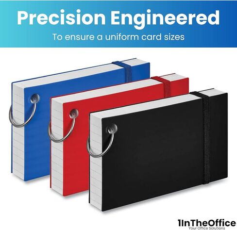 1InTheOffice Index Cards with Ring, Ruled Index Cards with Ring, 3" x5", 100 White Cards/Ring in Saudi Arabia