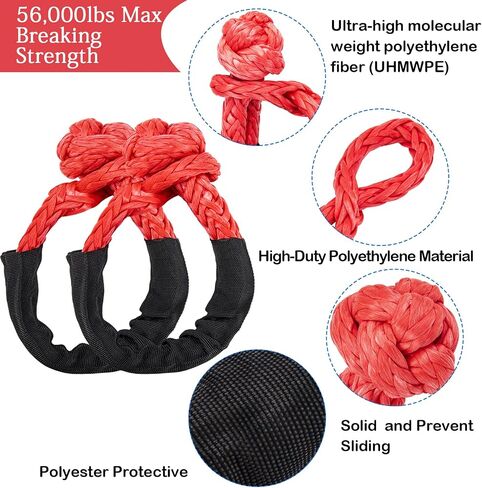 Soft Shackle & Recovery Ring Kit，1/2" X 24" Soft Shackle Recovery Kit (56,000lbs Max Breaking Strength) for Full-Size Sailing SUV ATV 4X4 Truck Jeep 2PCS in Saudi Arabia