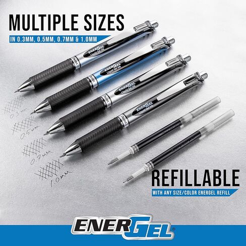 EnerGel RTX Retractable Liquid Gel Pen, 0.7mm, Chill Hue, Turquoise, Green, and Lime Green Ink, Pack of 3 Pens (BL77CHIBP3M) in Saudi Arabia