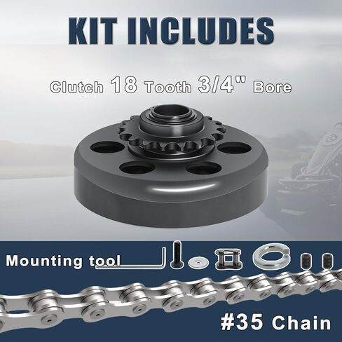 قابض سويس جو كارت 18 سن 3/4 بوصة تتحمل لسلسلة #35، قابض طرد مركزي متوافق مع الدراجة الصغيرة وعربة التسوق in Kuwait