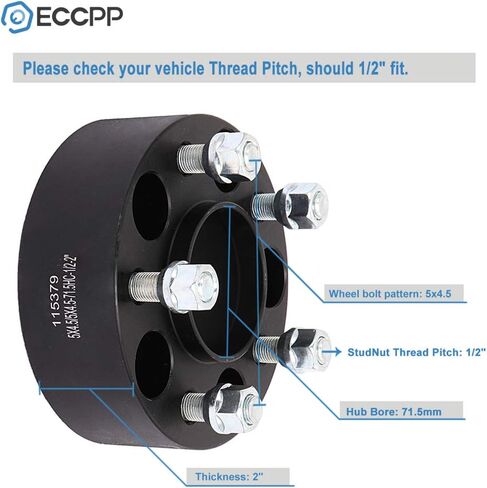 ECCPP 2X 2" inch Hubcentric Wheel Spacers 5x4.5 to 5x4.5 71.5mm 1/2" Studs 5 lug fit for 1980-2006 for Jeep Wrangler (YJ, TJ)| 2002-2012 for Jeep Liberty (KJ, KK) in Saudi Arabia