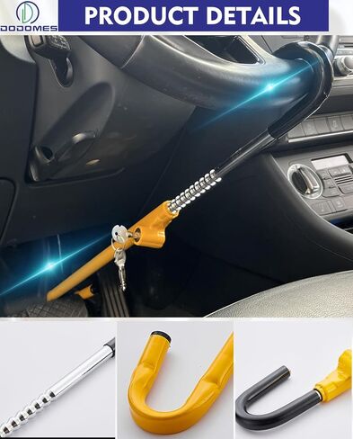 Steering Wheel Lock Anti-Theft Car Device, Dodomes Steering Wheel Pedal Brake Lock Retractable Hook Car Security Products Universal Fit Red in Kuwait