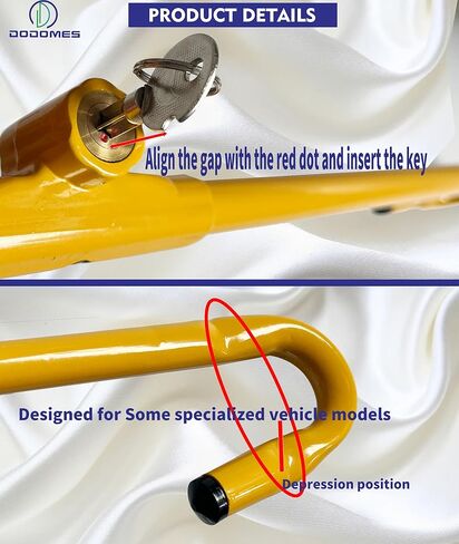 Steering Wheel Lock Anti-Theft Car Device, Dodomes Steering Wheel Pedal Brake Lock Retractable Hook Car Security Products Universal Fit Red in Kuwait