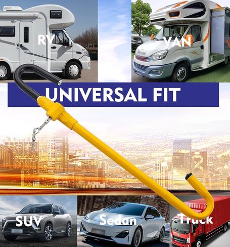 Steering Wheel Lock Anti-Theft Car Device, Dodomes Steering Wheel Pedal Brake Lock Retractable Hook Car Security Products Universal Fit Red in Kuwait