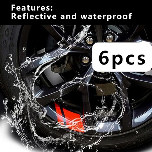 6 PCS Car Wheel Rim Decal for 18In to 21In Wheels, Reflective Waterproof Automotive Stripes Decorative Stickers, Universal Tire Rim Accessories for Truck SUV Car Bike Motorcycle (Blue) in Kuwait