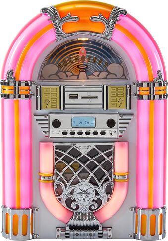 Arkrocket Athena Mini Jukebox/Tabletop CD Player/Bluetooth Speaker/Radio/USB and SD Card Player with Retro LED Lighting System (Black Golden) in Kuwait