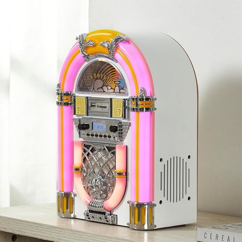 Arkrocket Athena Mini Jukebox/Tabletop CD Player/Bluetooth Speaker/Radio/USB and SD Card Player with Retro LED Lighting System (Black Golden) in Kuwait