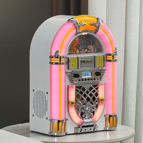 Arkrocket Athena Mini Jukebox/Tabletop CD Player/Bluetooth Speaker/Radio/USB and SD Card Player with Retro LED Lighting System (Black Golden) in Kuwait