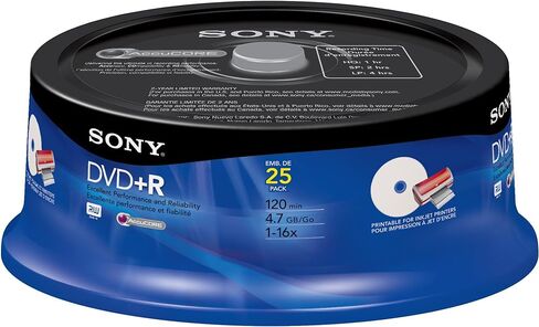 Sony 25DPR47PP DVD+R Recordable and Ink-Jet Printable (25 Disc Spindle) in Saudi Arabia