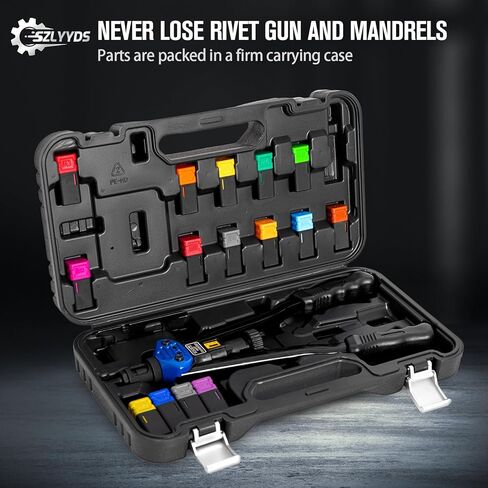 Rivet Nut Tool 16" Rivnut Tool Kit, Professional Nutsert Tool Kit with 15 Metric & SAE Mandrels, Threaded Rivet Nut Kit with Rugged Carrying Case & 125 Pcs Rivet Nuts Assortment Kit in Saudi Arabia