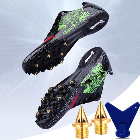 Track Spikes for Replacment for Shoes 100pcs,Funwaretech Cross Country Spikes 1/4" Length Stainless Steel Pyramid Spikes with Box and Wrench for Running,Hiking,High Jumping,Sprint Sports (Gold) in Kuwait