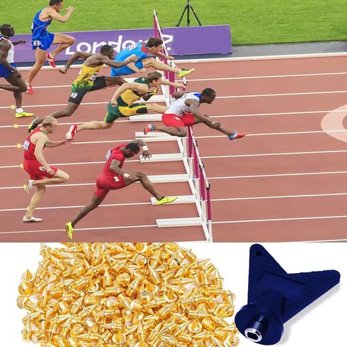 Track Spikes for Replacment for Shoes 100pcs,Funwaretech Cross Country Spikes 1/4" Length Stainless Steel Pyramid Spikes with Box and Wrench for Running,Hiking,High Jumping,Sprint Sports (Gold) in Kuwait