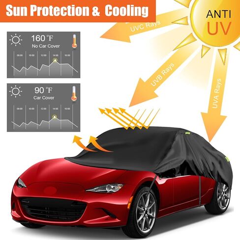 غطاء نصف سيارة متوافق مع تويوتا هايلاندر 2011-2023، غطاء سيارة أكسفورد 300D مقاوم للطقس مع شريط عاكس، حقيبة تخزين جميع الأحوال الجوية مقاومة للأشعة فوق البنفسجية in Kuwait