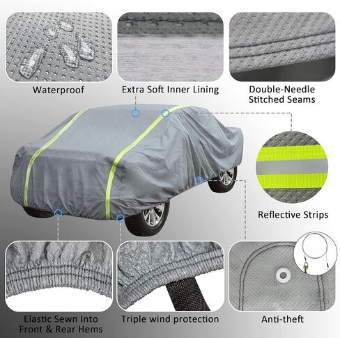 غطاء سيارة يناسب الشاحنة (F-150) بطول يصل إلى 235 بوصة مقاوم للماء في جميع الأحوال الجوية، غطاء سيارة خارجي سميك بالكامل للسيارات للحماية من الأشعة فوق البنفسجية وغطاء سيارة مقاوم للرياح مع حبل مضاد للسرقة، شاحنة in Kuwait