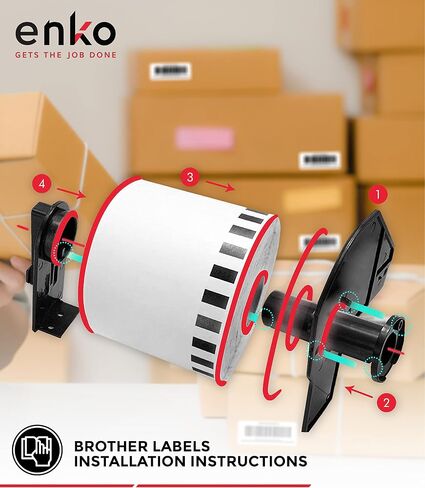 enKo - ملصقات بديلة متوافقة مع عنوان DK-1201 القياسي 1-1/7 بوصة × 3-1/2 بوصة، متوافقة مع طابعات ملصقات Brother QL [6 لفات / 2400 ملصق مع إطارين خرطوشة قابلين لإعادة التعبئة] in Saudi Arabia