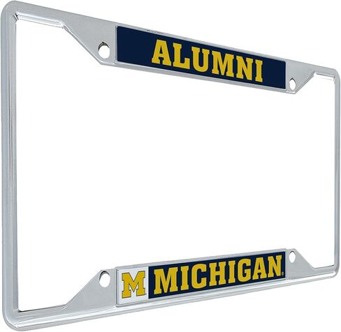 University of Michigan License Plate Frame Wolverines UM U of M Go Blue Hail Metal License Plate Frame for Front or Back of Car Officially Licensed (Alumni) in Saudi Arabia