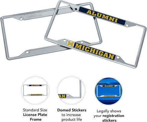 University of Michigan License Plate Frame Wolverines UM U of M Go Blue Hail Metal License Plate Frame for Front or Back of Car Officially Licensed (Alumni) in Saudi Arabia
