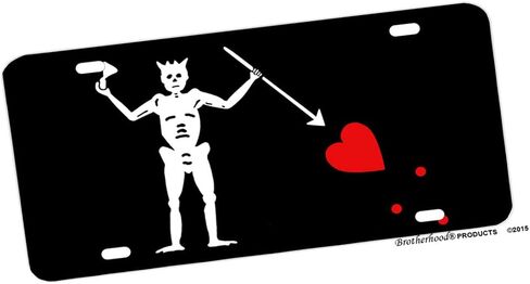 لوحة ترخيص من الألومنيوم بعلم القراصنة باللون الأسود in Kuwait