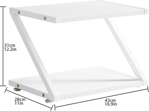 Printer Stand, 2 Tier Desktop Printer Shelves Rack with Anti - Skid Pads for Space Organizer as Storage Shelf,for Home and Office,Kitchen Countertop Storage Rack Microwave Oven Potted Plants（White） in Saudi Arabia