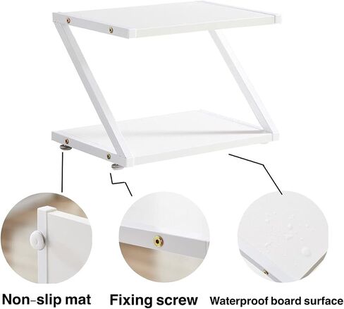 Printer Stand, 2 Tier Desktop Printer Shelves Rack with Anti - Skid Pads for Space Organizer as Storage Shelf,for Home and Office,Kitchen Countertop Storage Rack Microwave Oven Potted Plants（White） in Saudi Arabia