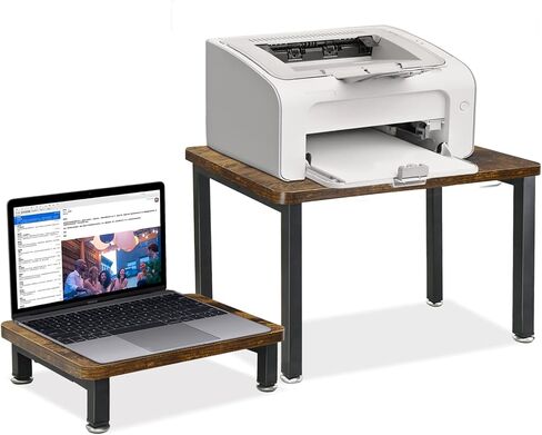 حامل طابعة سطح المكتب Unistyle مع حامل شاشة قابل للتعديل، طقم مكون من قطعتين، بني in Kuwait