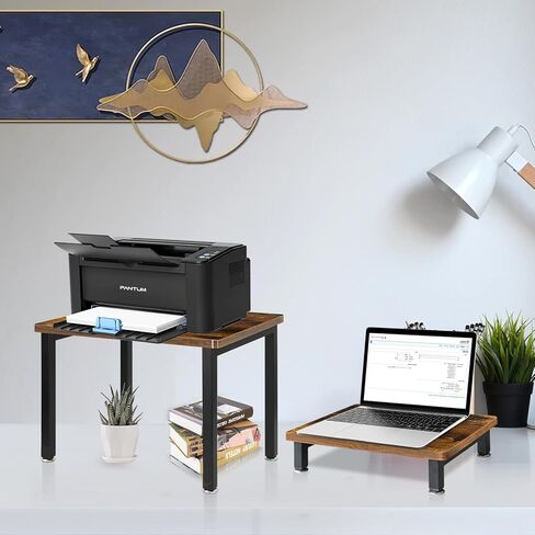 حامل طابعة سطح المكتب Unistyle مع حامل شاشة قابل للتعديل، طقم مكون من قطعتين، بني in Kuwait