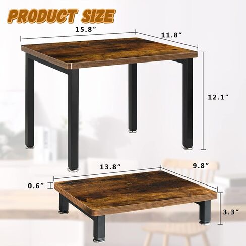 حامل طابعة سطح المكتب Unistyle مع حامل شاشة قابل للتعديل، طقم مكون من قطعتين، بني in Kuwait