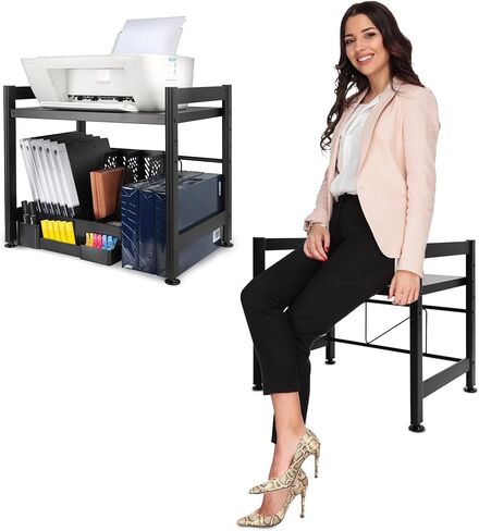 3-Tier Printer Stand with Wheels Movable Storage Cart Printer Table Floor-Standing Multi-Purpose Shelf Rack for Media Player Scanner Files Books Microwave Oven in Kuwait