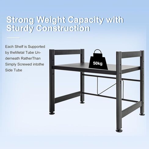 3-Tier Printer Stand with Wheels Movable Storage Cart Printer Table Floor-Standing Multi-Purpose Shelf Rack for Media Player Scanner Files Books Microwave Oven in Kuwait
