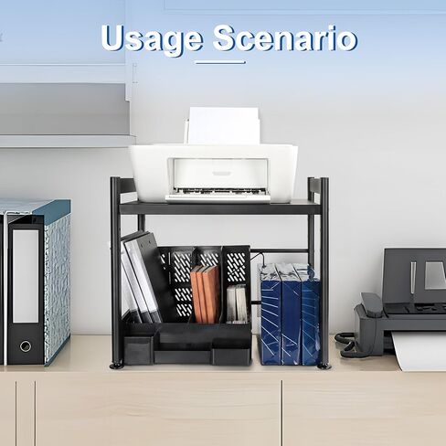 3-Tier Printer Stand with Wheels Movable Storage Cart Printer Table Floor-Standing Multi-Purpose Shelf Rack for Media Player Scanner Files Books Microwave Oven in Kuwait