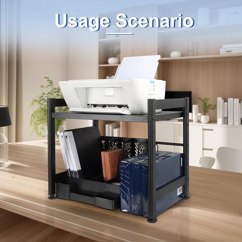 3-Tier Printer Stand with Wheels Movable Storage Cart Printer Table Floor-Standing Multi-Purpose Shelf Rack for Media Player Scanner Files Books Microwave Oven in Kuwait