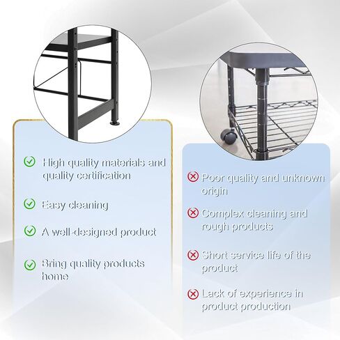 3-Tier Printer Stand with Wheels Movable Storage Cart Printer Table Floor-Standing Multi-Purpose Shelf Rack for Media Player Scanner Files Books Microwave Oven in Kuwait