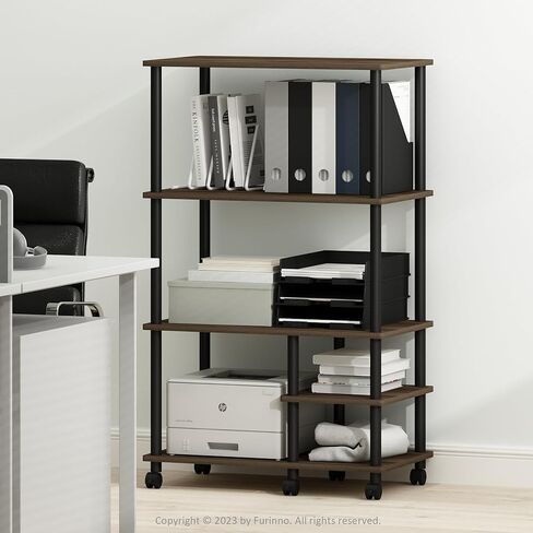 Furinno Turn-N-Tube 3-Tier Toolless Multipurpose Printer Stand Display Storage Shelf, Amber Pine/Black in Kuwait