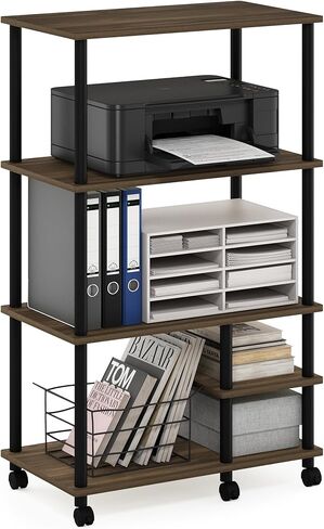 Furinno Turn-N-Tube 3-Tier Toolless Multipurpose Printer Stand Display Storage Shelf, Amber Pine/Black in Kuwait