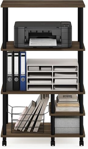 Furinno Turn-N-Tube 3-Tier Toolless Multipurpose Printer Stand Display Storage Shelf, Amber Pine/Black in Kuwait