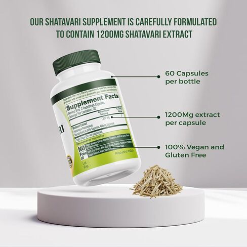 Roar to Life Naturally Shatavari 1200 mg Natural Ayurvedic Vegetarian Capsules Supplement Tablets with 50% Saponins Acid Extract Gluten Free Non-GMO 60 Count per Serving. in Saudi Arabia