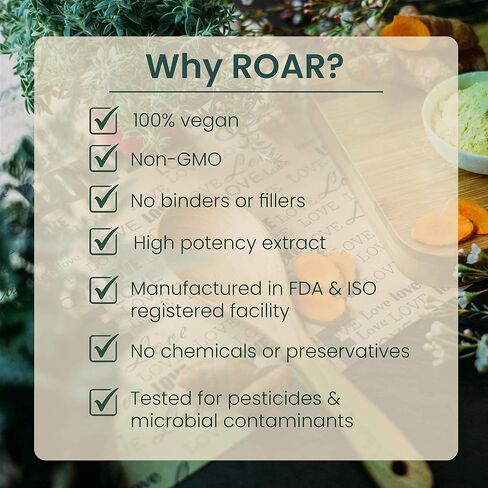 Roar to Life Naturally Shatavari 1200 mg Natural Ayurvedic Vegetarian Capsules Supplement Tablets with 50% Saponins Acid Extract Gluten Free Non-GMO 60 Count per Serving. in Saudi Arabia