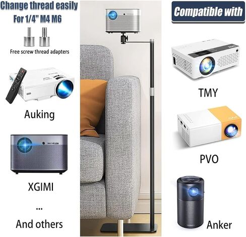 Projector Stand Projector Floor Stand for Bedside Sofa 104-140 CM / 41-55 IN 360° Adjustable Stand for Projector Compatible with XGIMI Eokeiy XuanPad HAPPRUN Projector Universal Mount Upgraded in Saudi Arabia