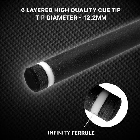 ONE Piece Composite Pool Cue for Billiards Club or Bar/House Use, Length 1450mm, 6 Layered Tip 12.2mm, Infinity Ferrule, Uncompomising Durability, Strength and Straightness in Saudi Arabia