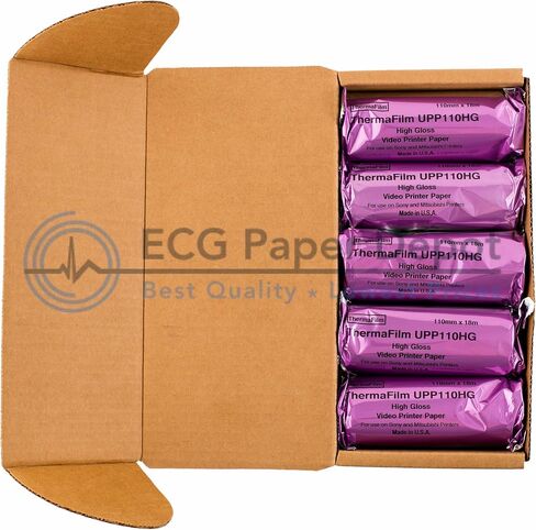 فيلم/وسائط الموجات فوق الصوتية UPP-110HG ورق عالي اللمعان متوافق مع سوني من ECG Paper Depot، 10 بكرات in Saudi Arabia