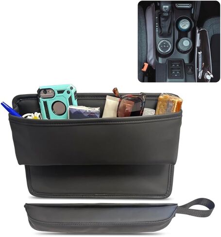 Car Seat Gap Filler Organizer | 2 in 1 Filler for Larger Gap | Car Side Seat Gap Filler | Car Coin Organizer - 2 USB Cable Holes | Front Seat Car Storage Box | Car Storage Organizer | Car Accessories in Saudi Arabia